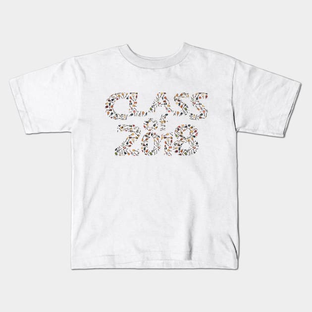 Class of 2018 Silhouette Filled with Guitars Kids T-Shirt by gkillerb